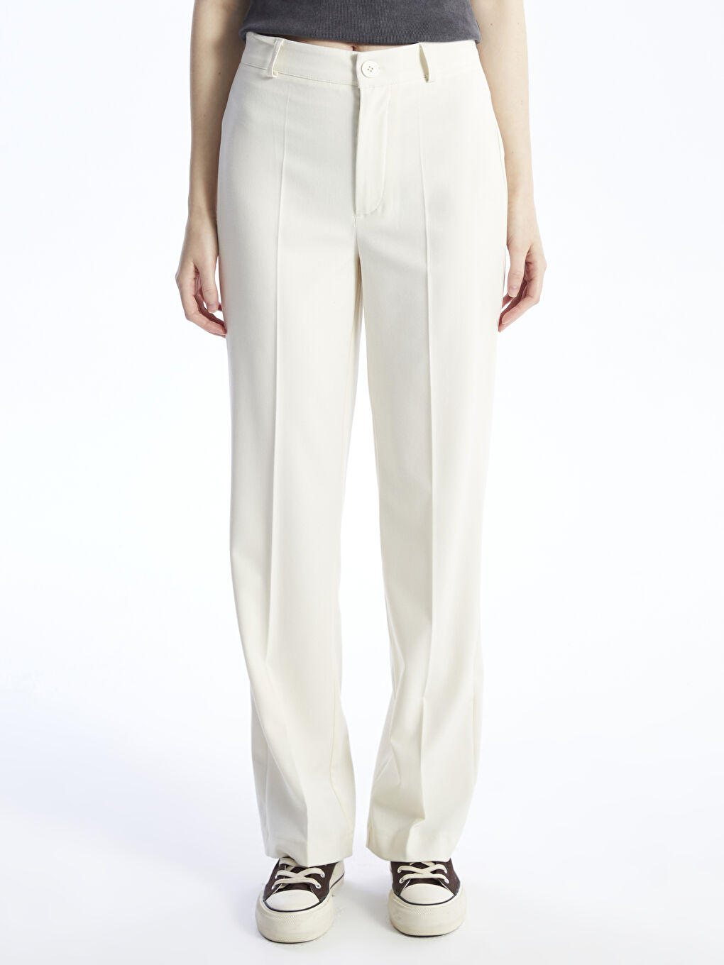 Standard Fit Plain Wide Leg Women's Trousers -S48922Z8-VKK