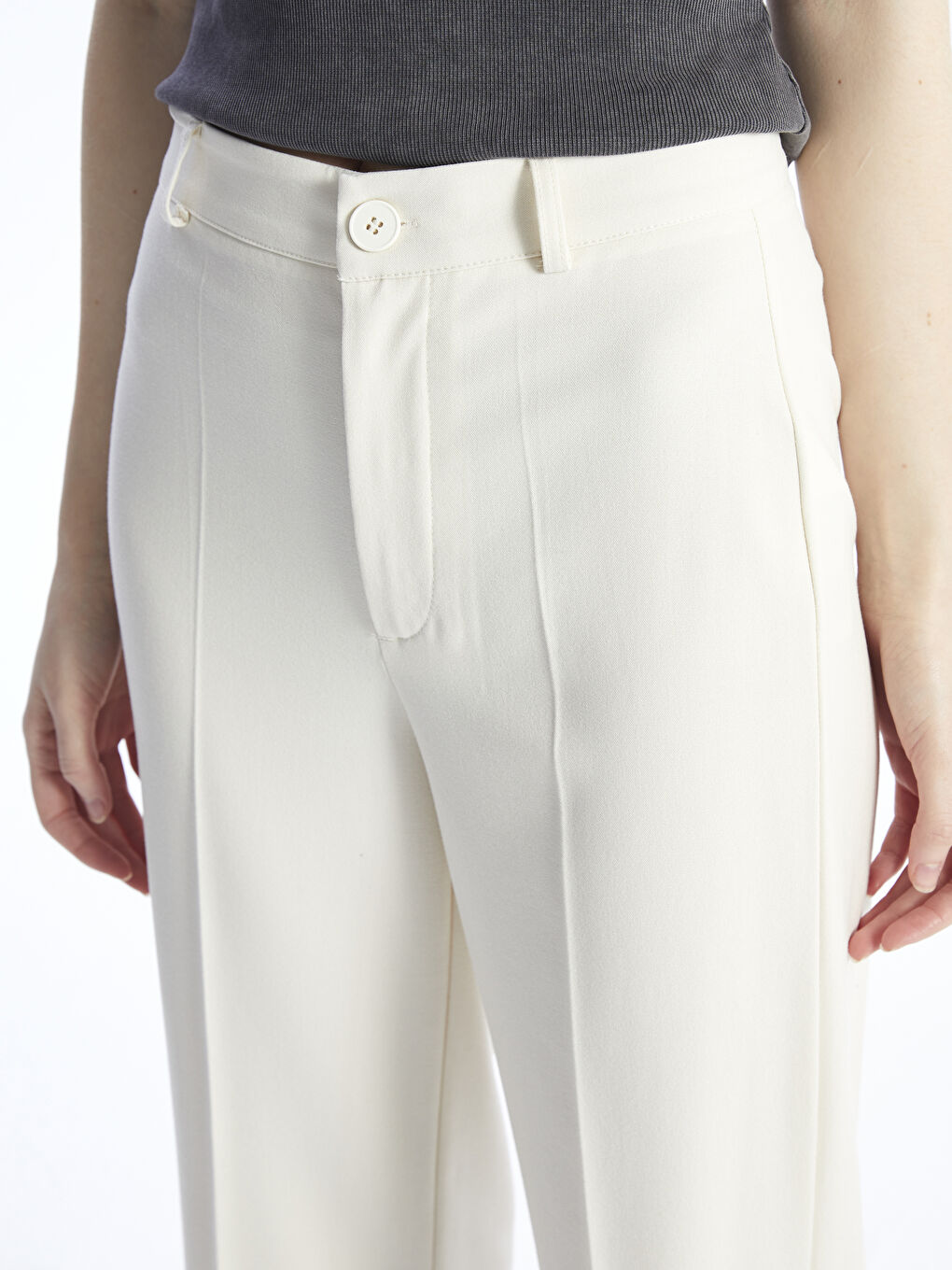 Standard Fit Plain Wide Leg Women's Trousers -S48922Z8-VKK