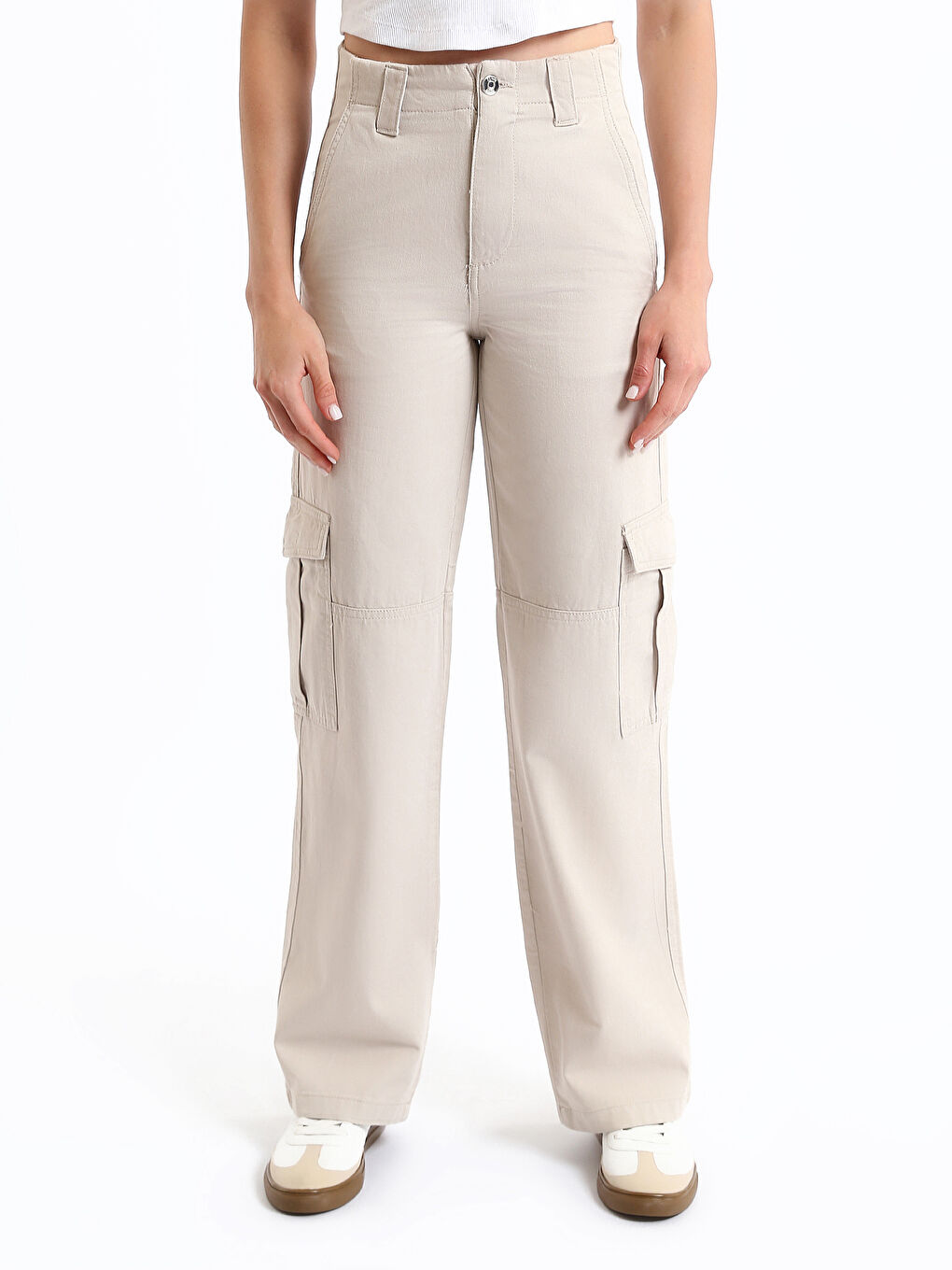 Standard Fit Gabardine Women's Cargo Trousers-6
