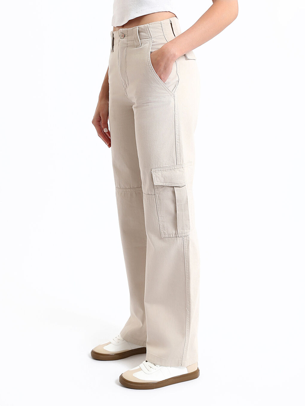 Standard Fit Gabardine Women's Cargo Trousers-9