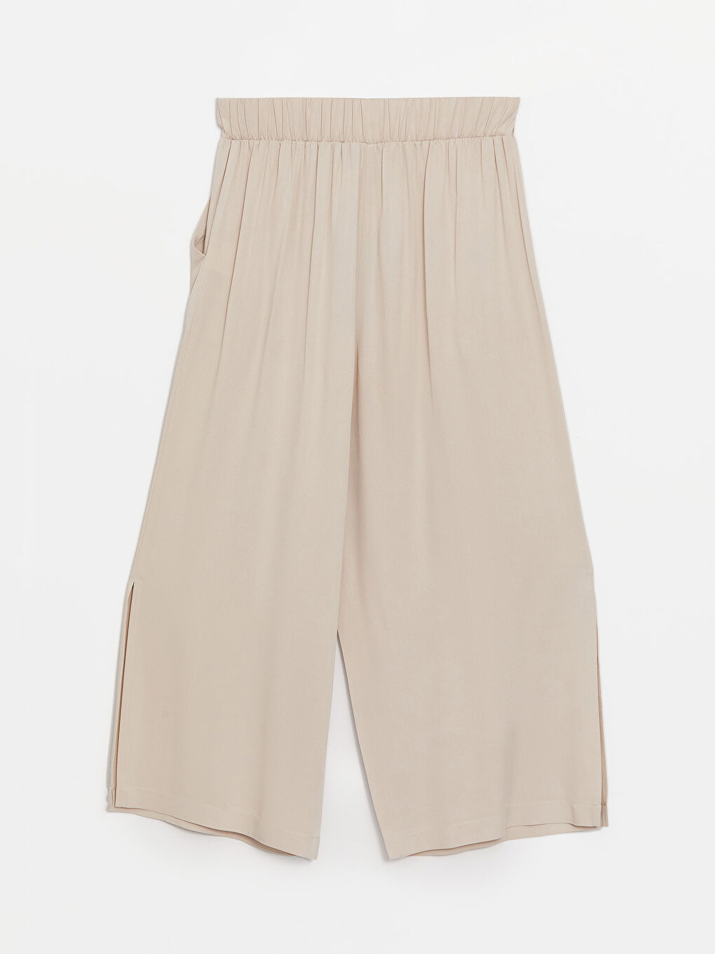 XSIDE Elasticated Waist Plain Wide Leg Women's Trousers -S48926Z8-CTL