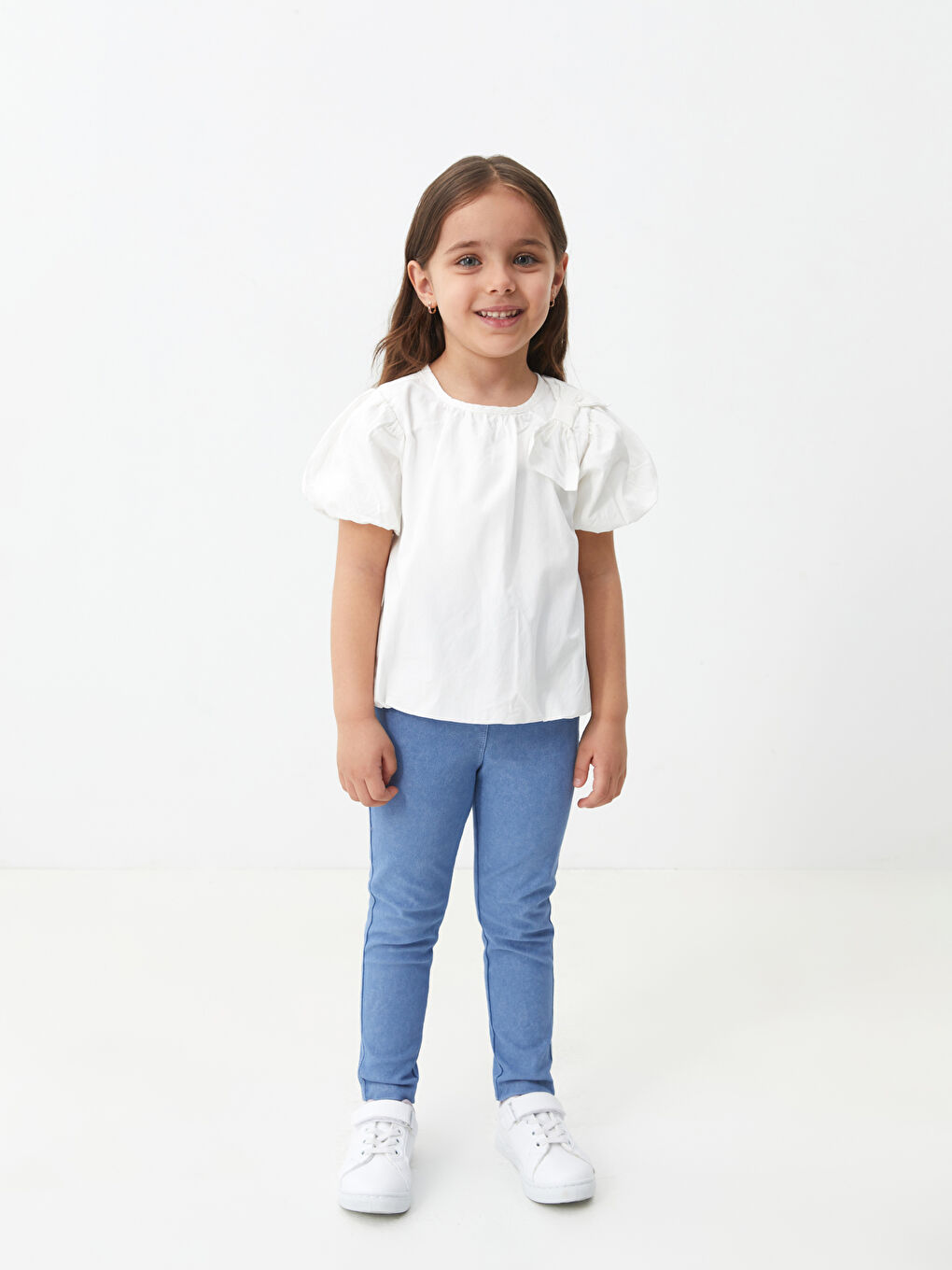 LCW baby İndigo Beli Lastikli Kız Bebek Jean Tayt - 2