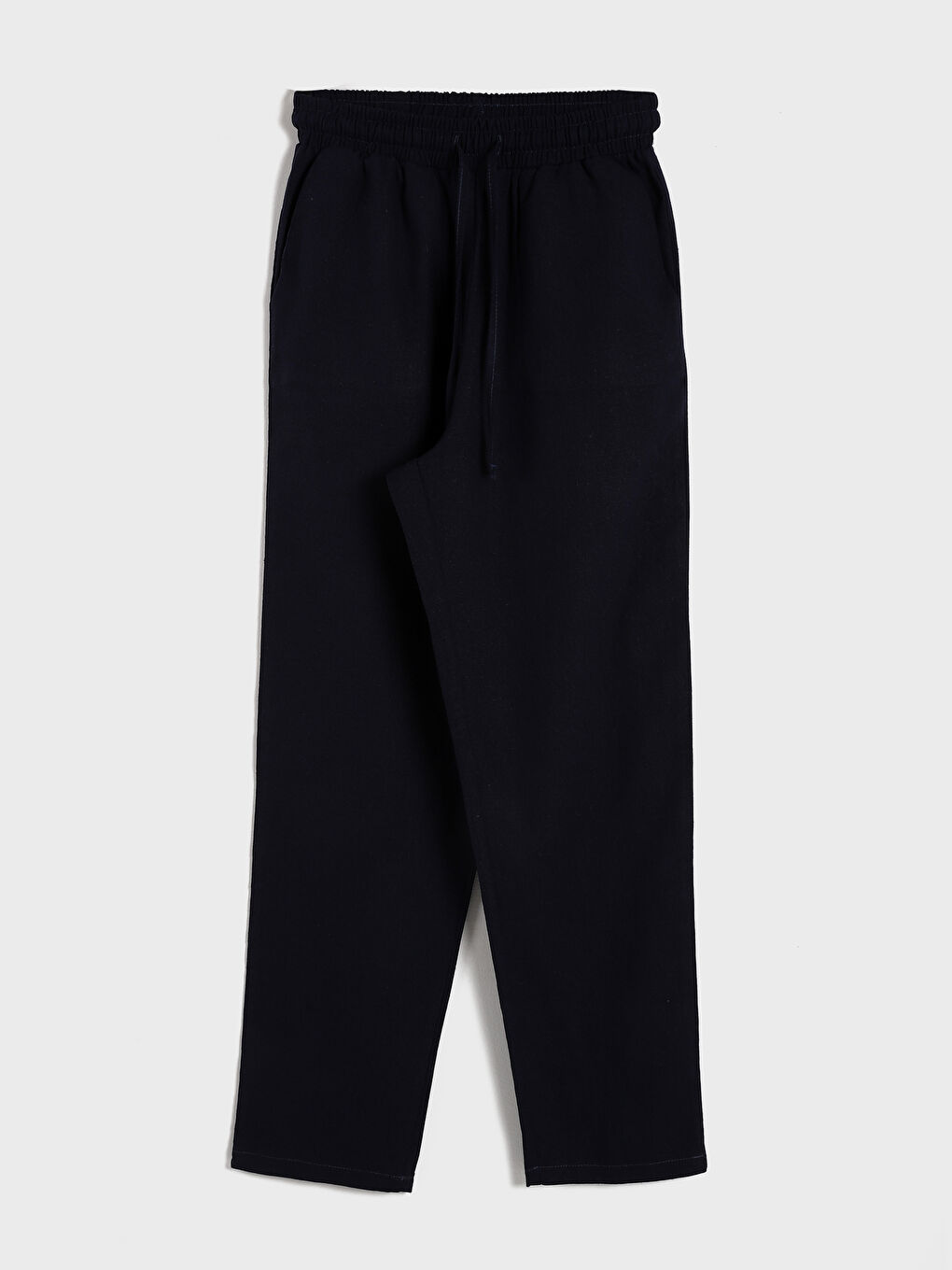 بنطلون نسائي بمزيج الكتان سادة بخصر مطاطي