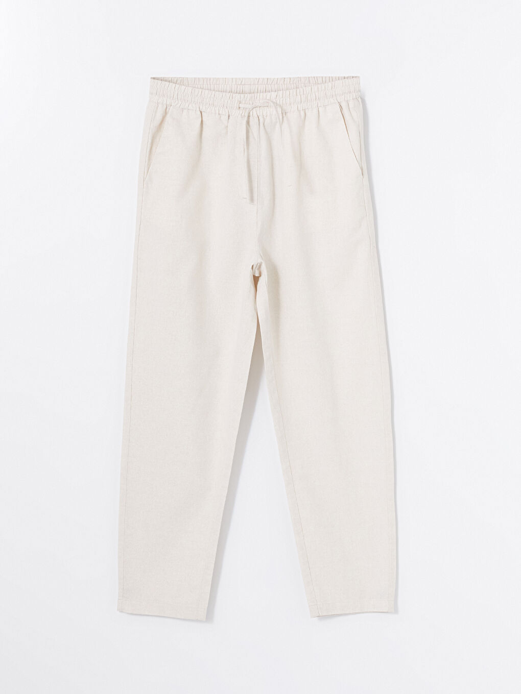 Elasticated Waist Plain Linen Blend Women's Trousers -S48946Z8-YB2