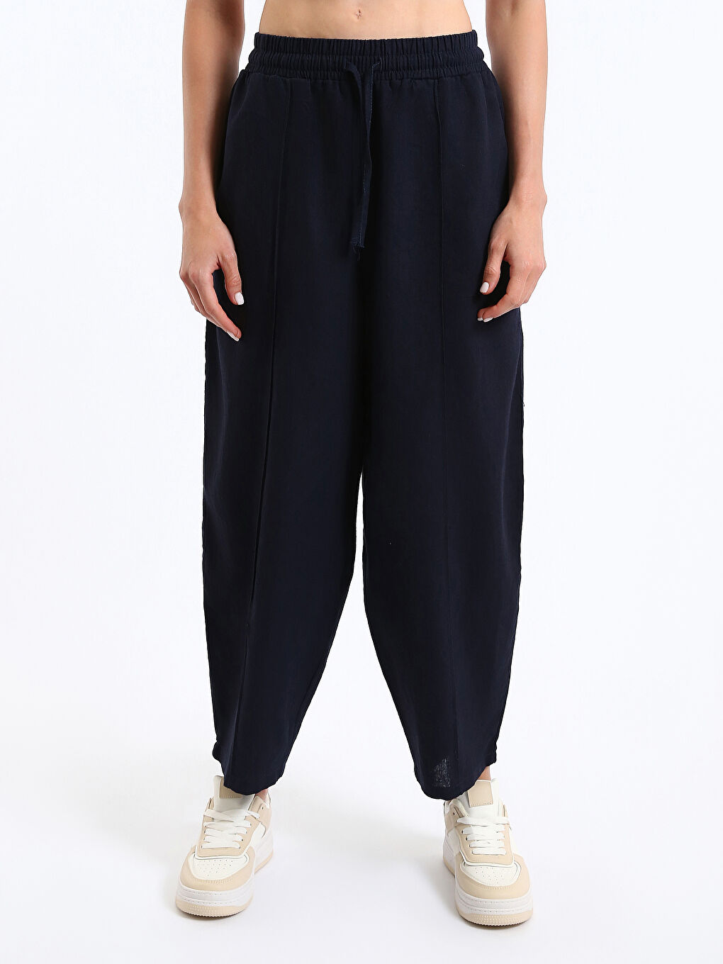 XSIDE Šargarepa Fit Jednostavne Pantalone od Mešavine Lana za Žene -S48948Z8-VL7