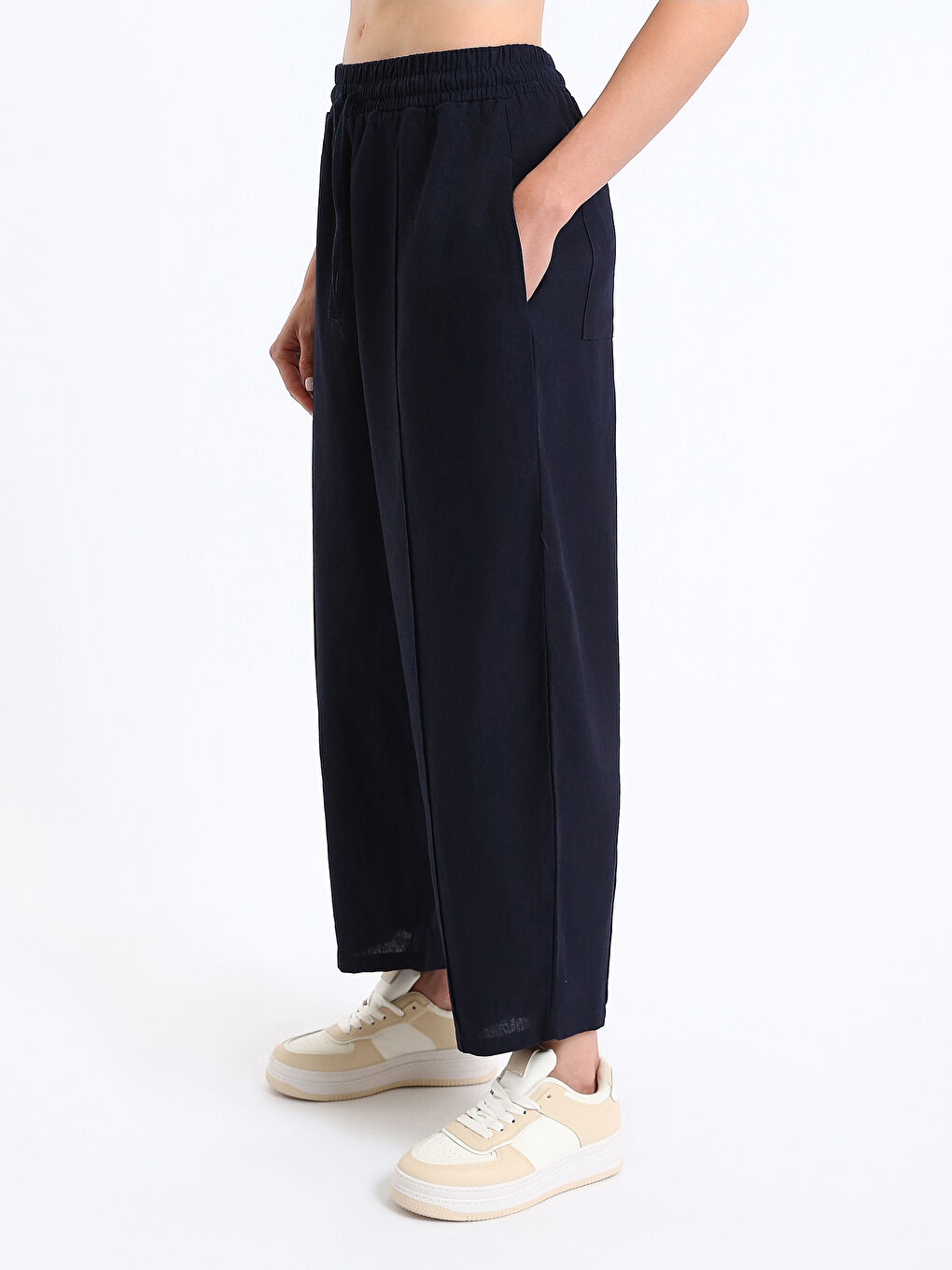XSIDE Šargarepa Fit Jednostavne Pantalone od Mešavine Lana za Žene -S48948Z8-VL7
