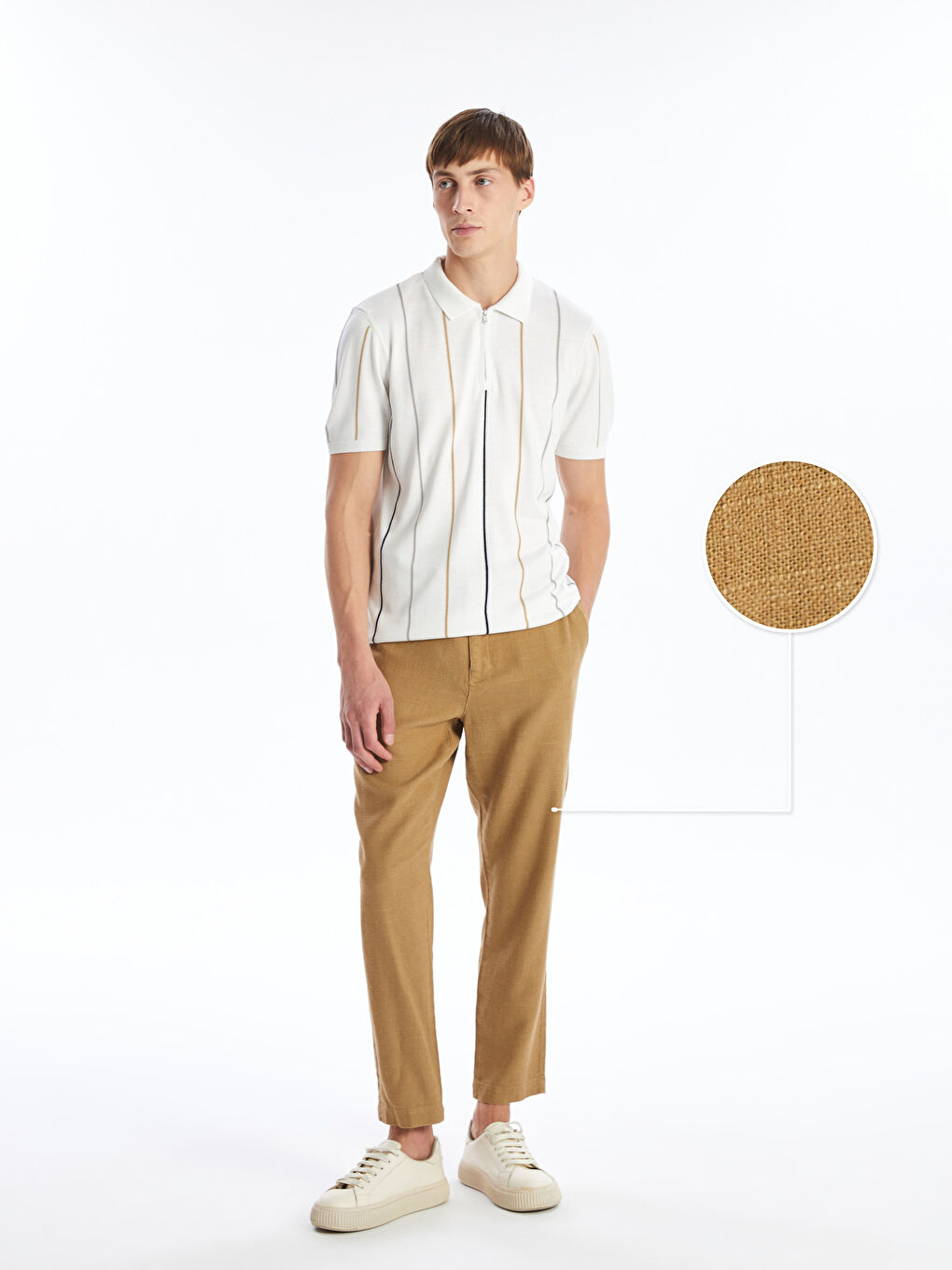 Standard Fit Linen Blended Men's Trousers -S48956Z8-RUP
