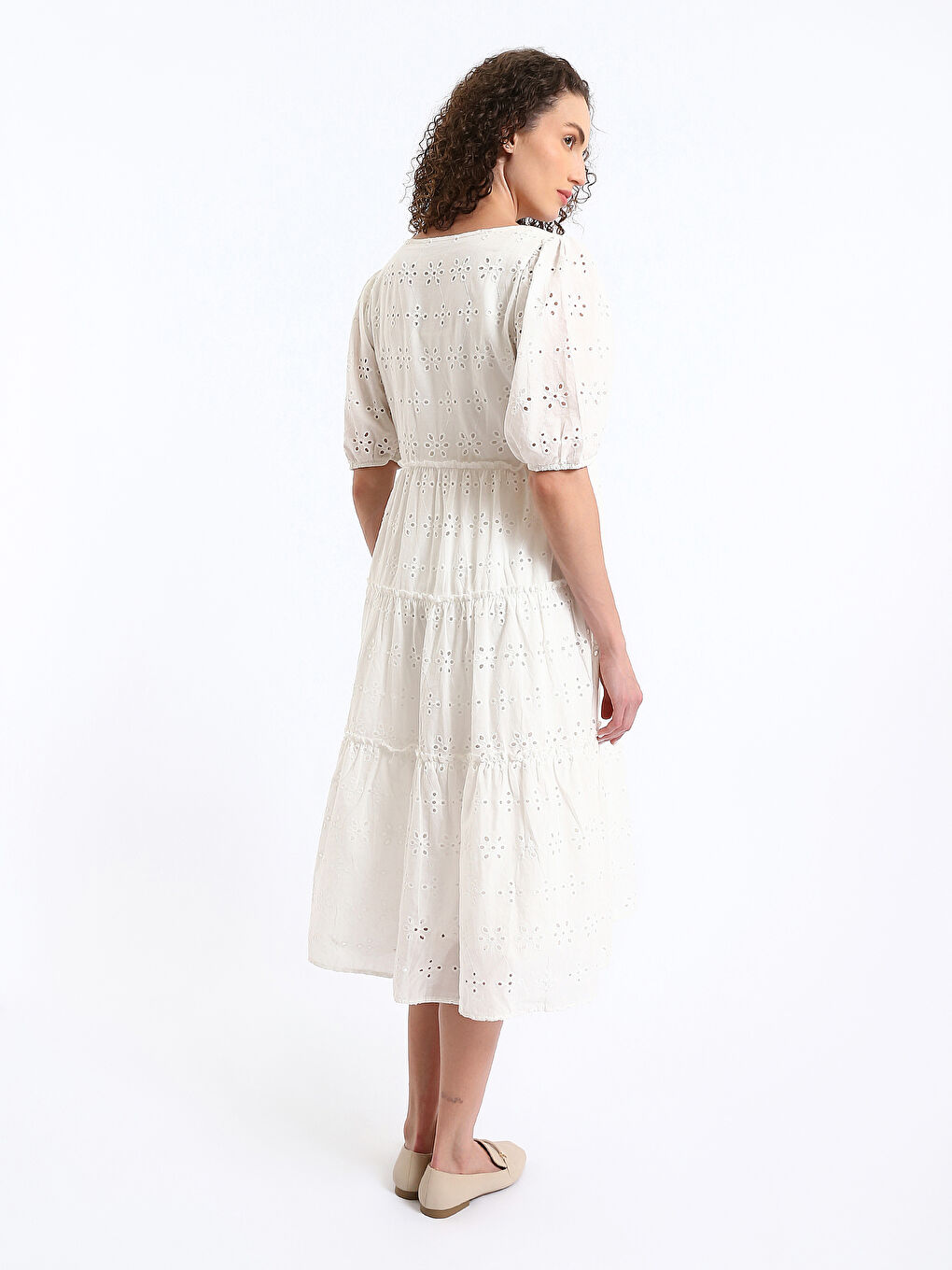 XSIDE V-Neck Self-Patterned Short Sleeve Women's Dress -S48962Z8-Q6K