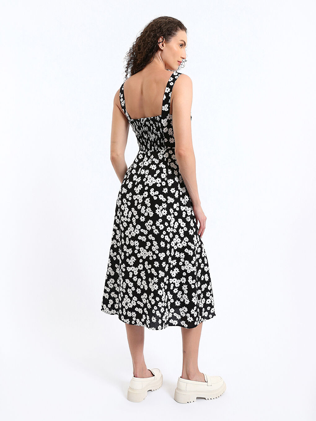 Ženska haljina sa kvadratnom kragnom i uzorkom-8