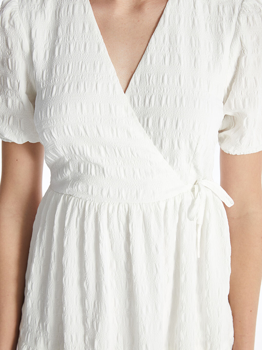 Double Breasted Collar Plain Short Sleeve Women's Dress -S48972Z8-KE8
