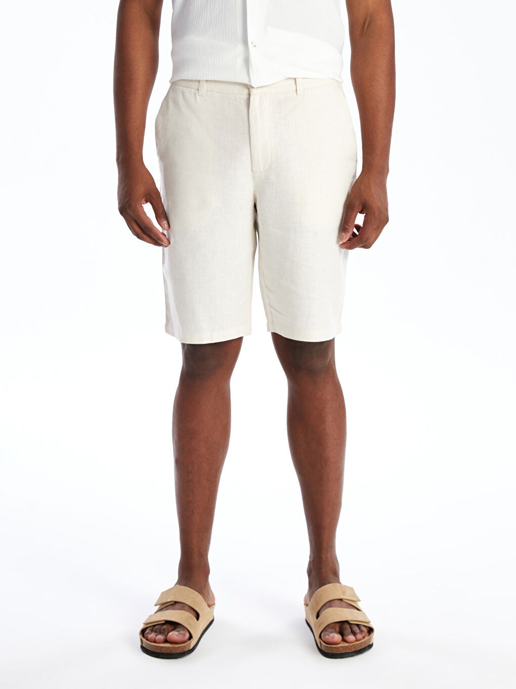 Slim Fit Linen Blend Men's Shorts -S48974Z8-FWZ