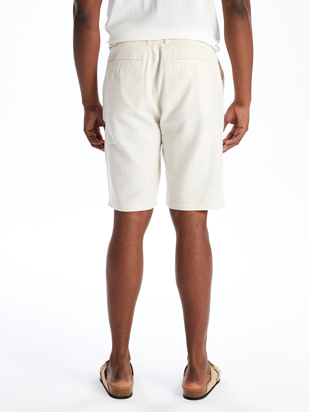 Slim Fit Linen Blend Men's Shorts -S48974Z8-FWZ
