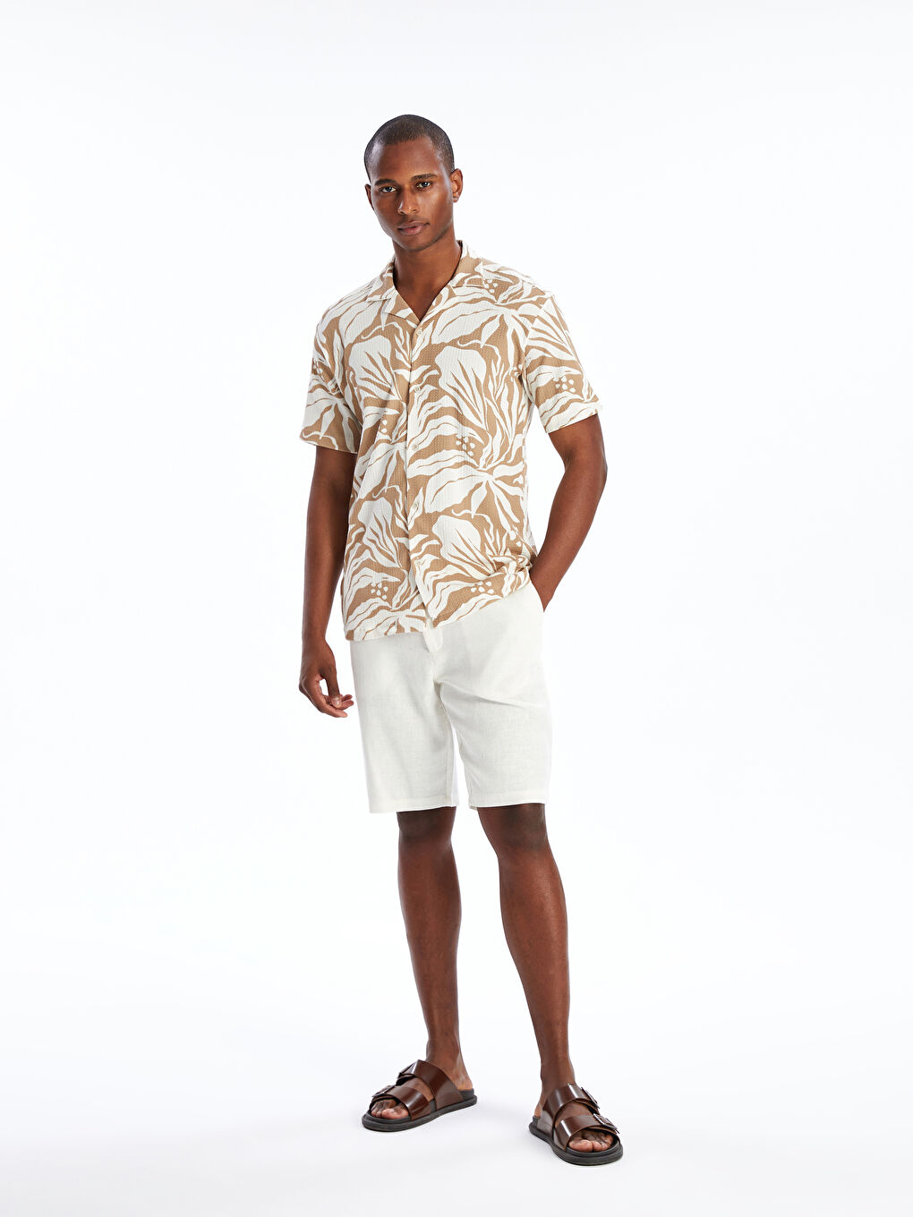 Slim Fit Linen Blend Men's Shorts -S48974Z8-R9J