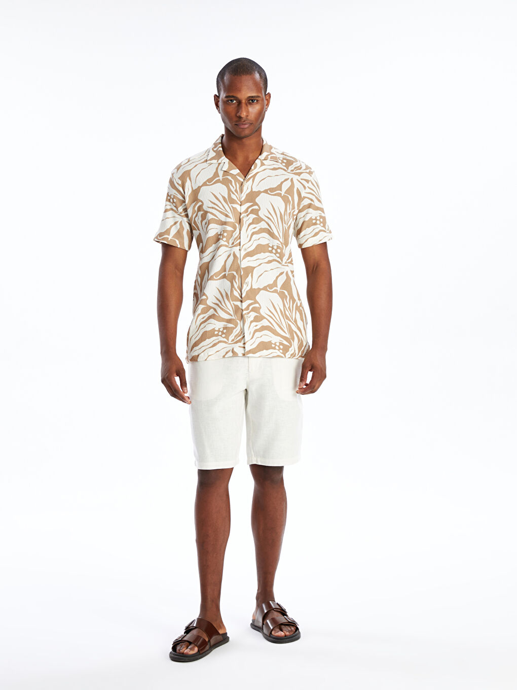 Slim Fit Linen Blend Men's Shorts -S48974Z8-R9J