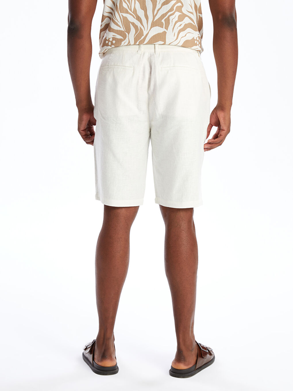Slim Fit Linen Blend Men's Shorts -S48974Z8-R9J