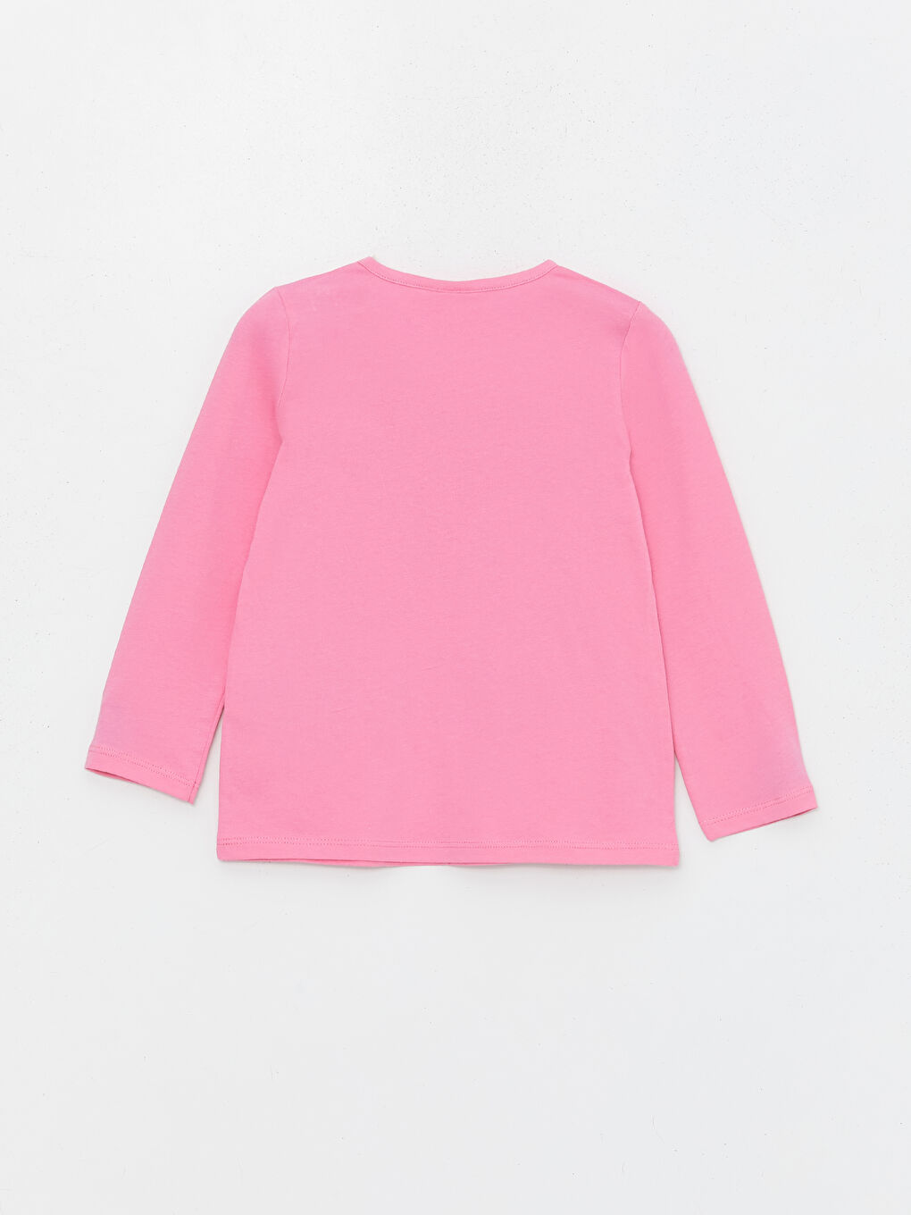 Pembe Bisiklet Yaka Desenli Uzun Kollu Kız Bebek Pijama Üst-1