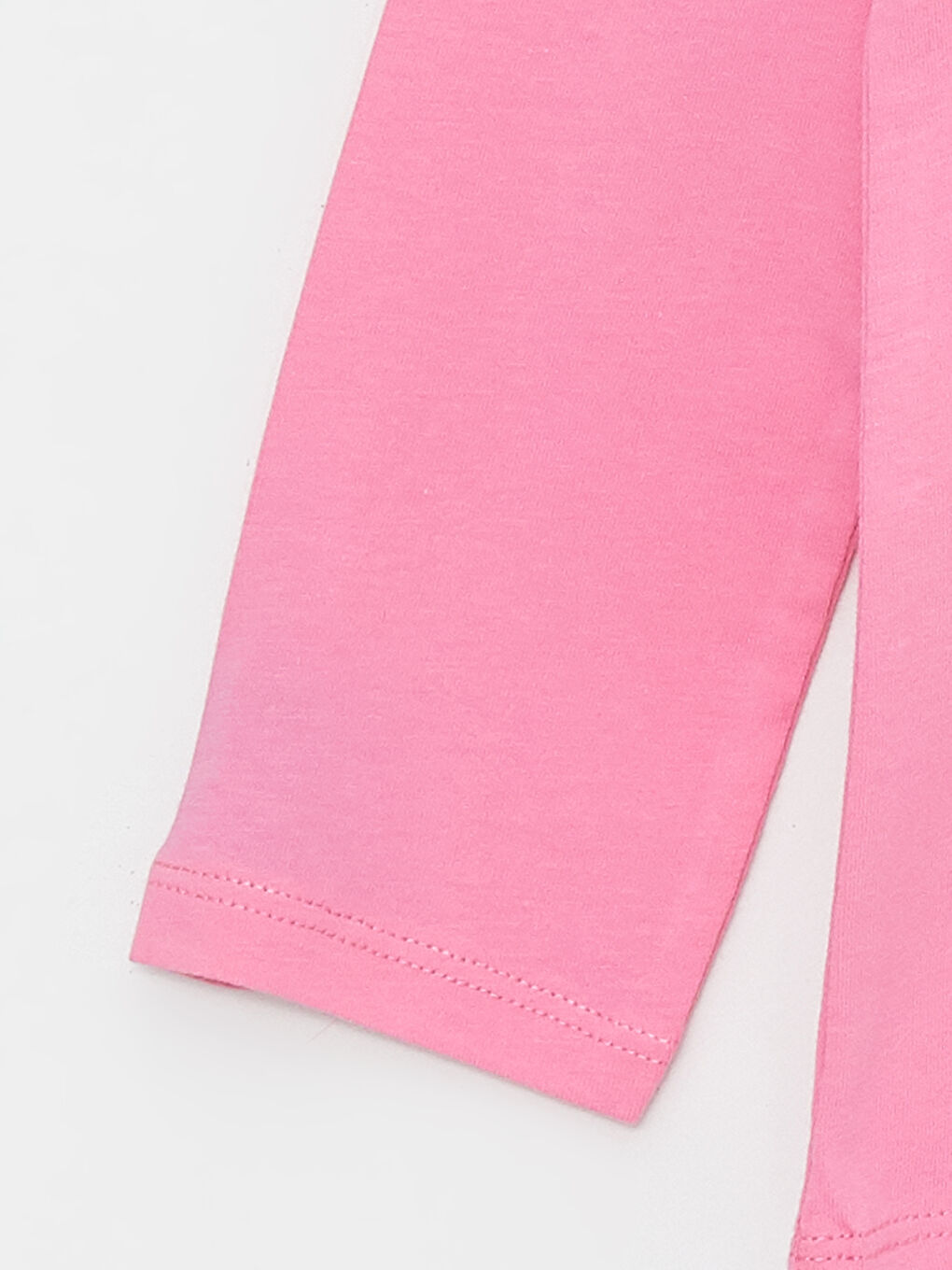 Pembe Bisiklet Yaka Desenli Uzun Kollu Kız Bebek Pijama Üst-2