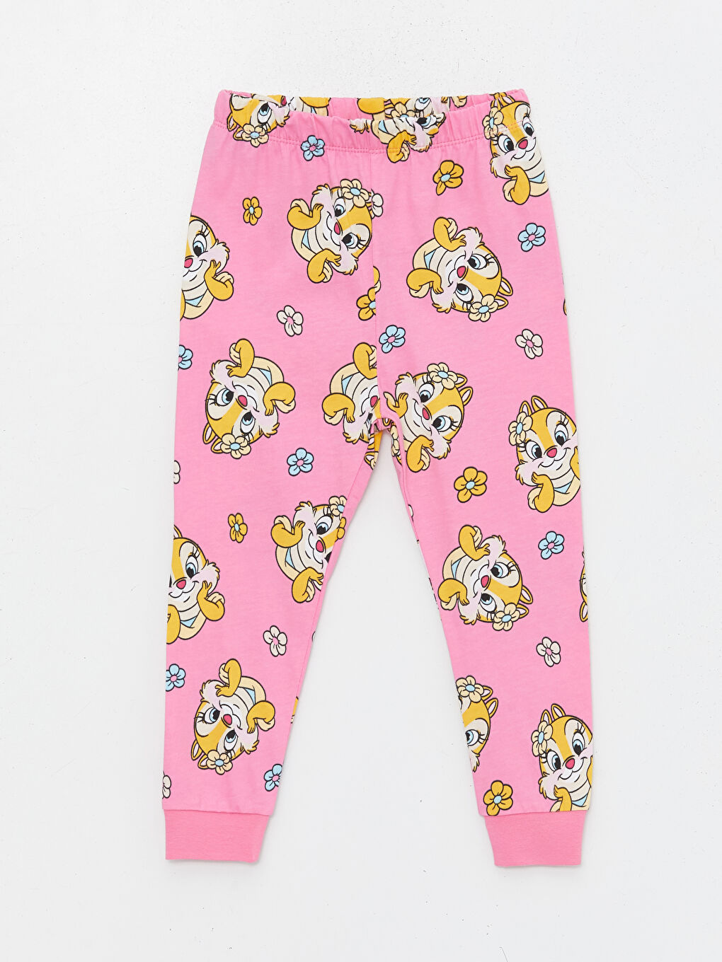 Pembe Beli Lastikli Chip and Dale Baskılı Kız Bebek Pijama Alt