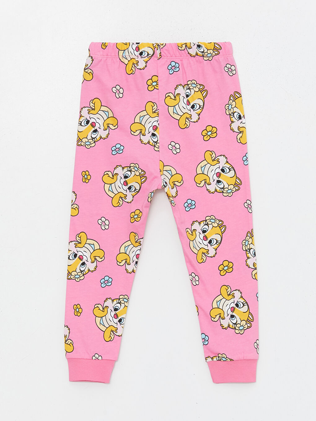 Pembe Beli Lastikli Chip and Dale Baskılı Kız Bebek Pijama Alt-1