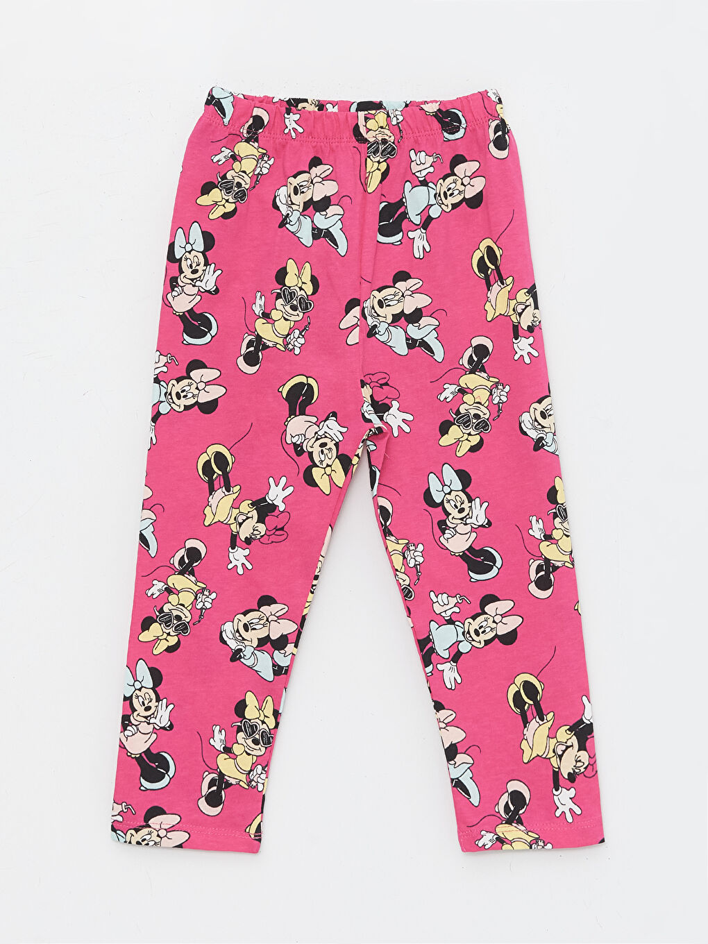 LCW baby Koyu Pembe Baskılı Polo Yaka Uzun Kollu Minnie Mouse Baskılı Kız Bebek Pijama Takımı - 5