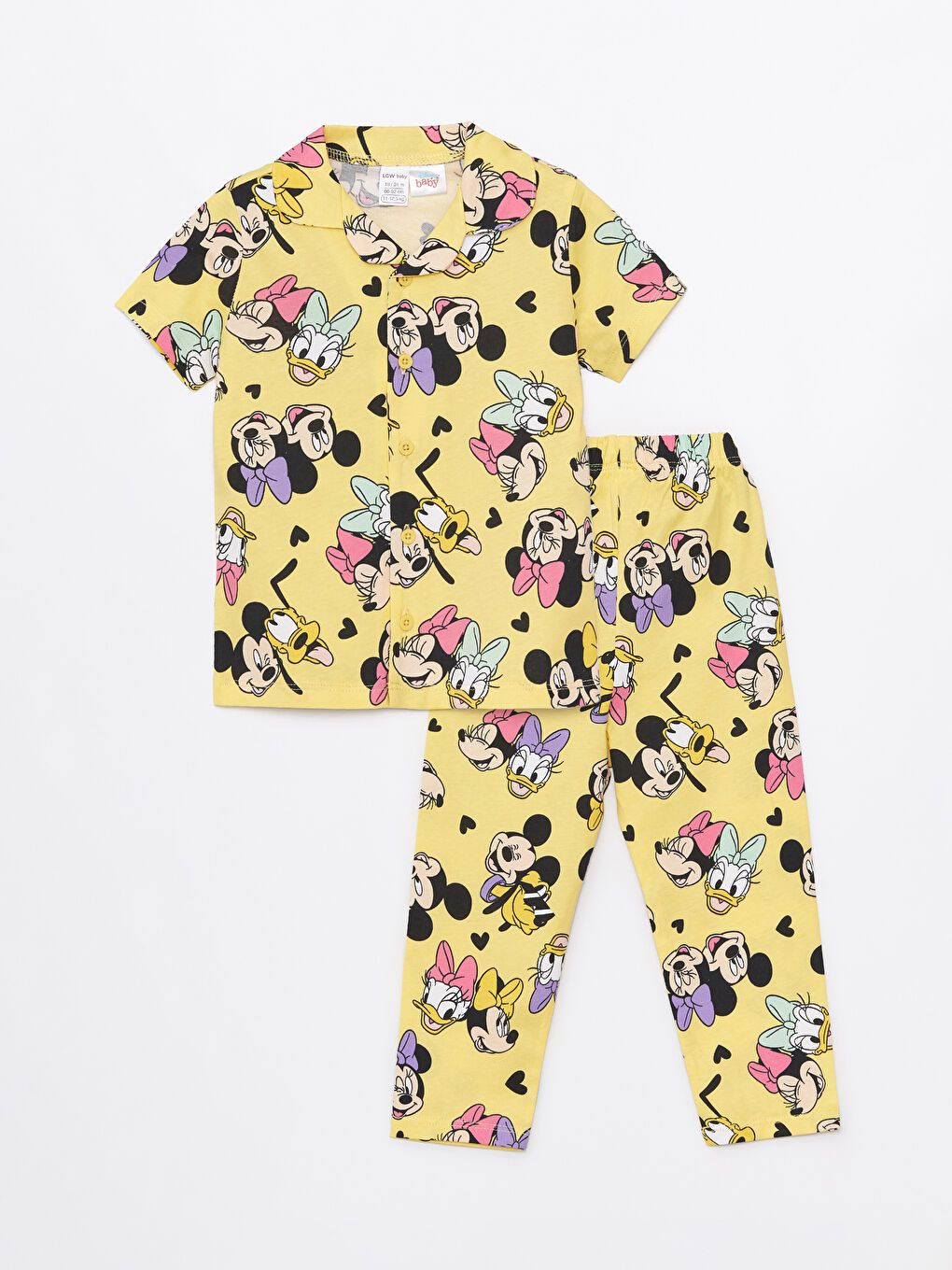 Polo Collar Short Sleeved Minnie Mouse Printed Baby Girl Pajamas Set -S49013Z1-LU9