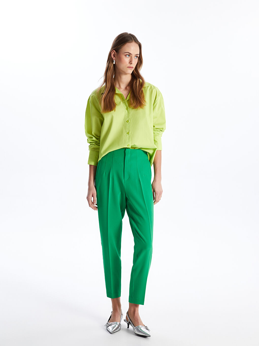 LCW Vision High Waisted Slim Fit Women's Trousers -S49067Z8-VJC