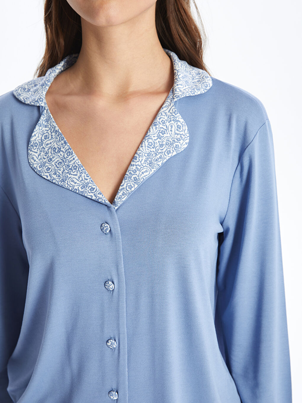 Shirt Neck Regular Long Sleeve Women's Pajama Set -S49073Z8-GUP