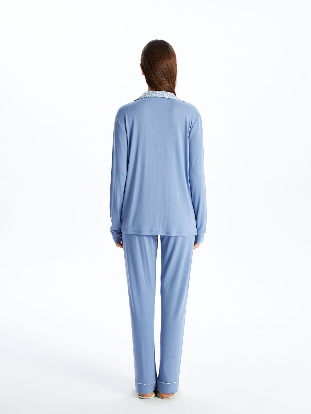 Shirt Neck Regular Long Sleeve Women's Pajama Set -S49073Z8-GUP