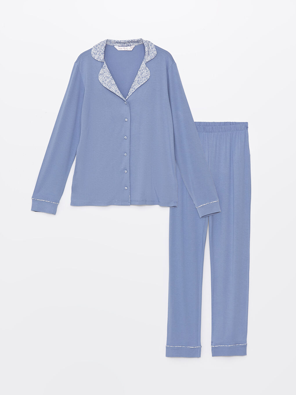 Shirt Neck Regular Long Sleeve Women's Pajama Set -S49073Z8-GUP