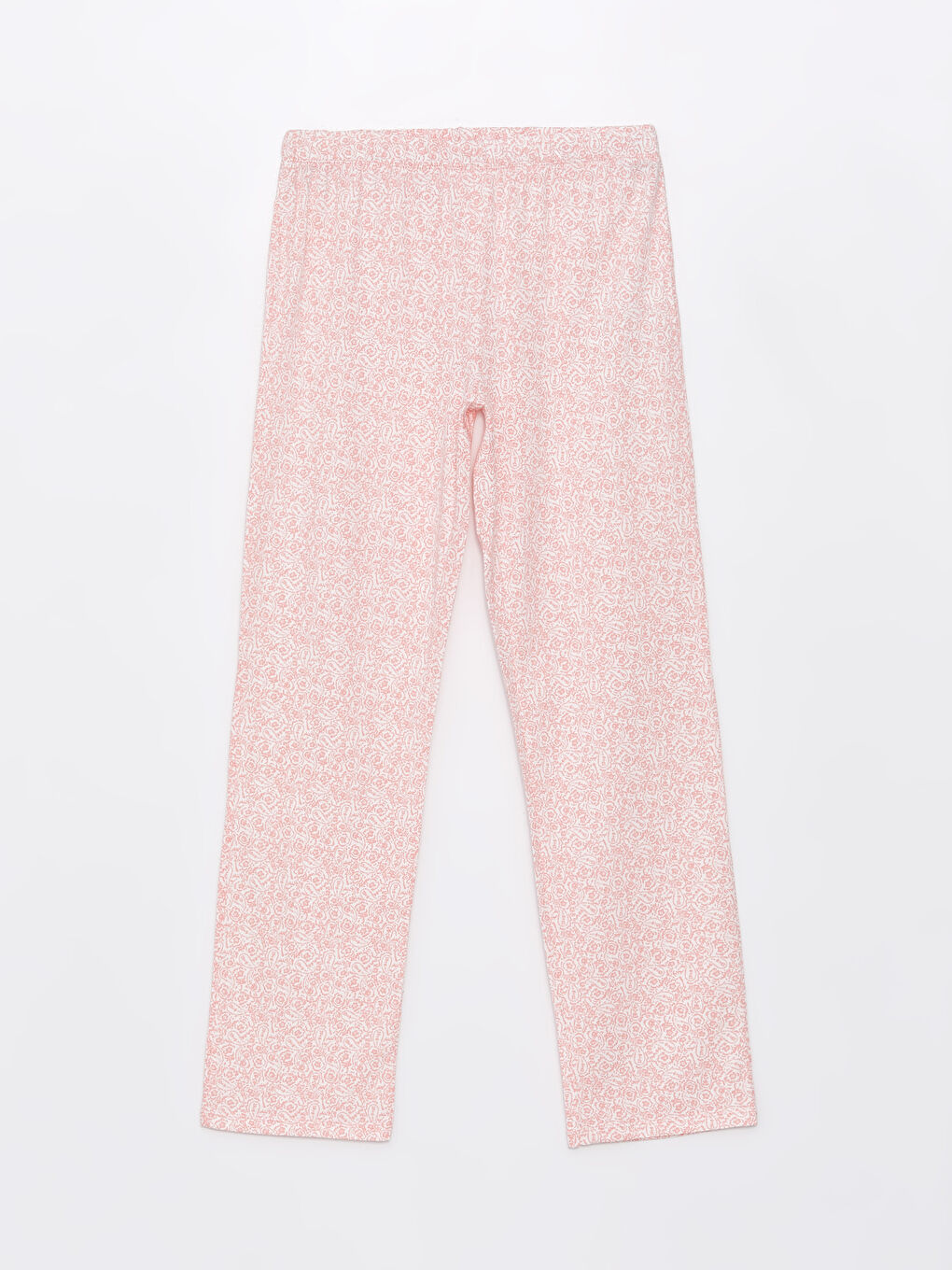 Pembe Beli Lastikli Baskılı Kadın Pijama Alt