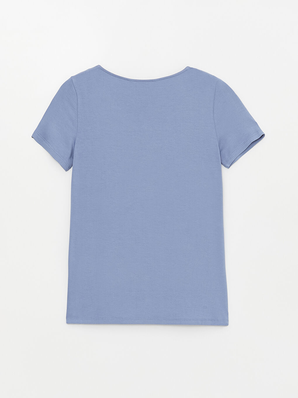 Mavi U Yaka Baskılı Kadın Pijama Üst-1