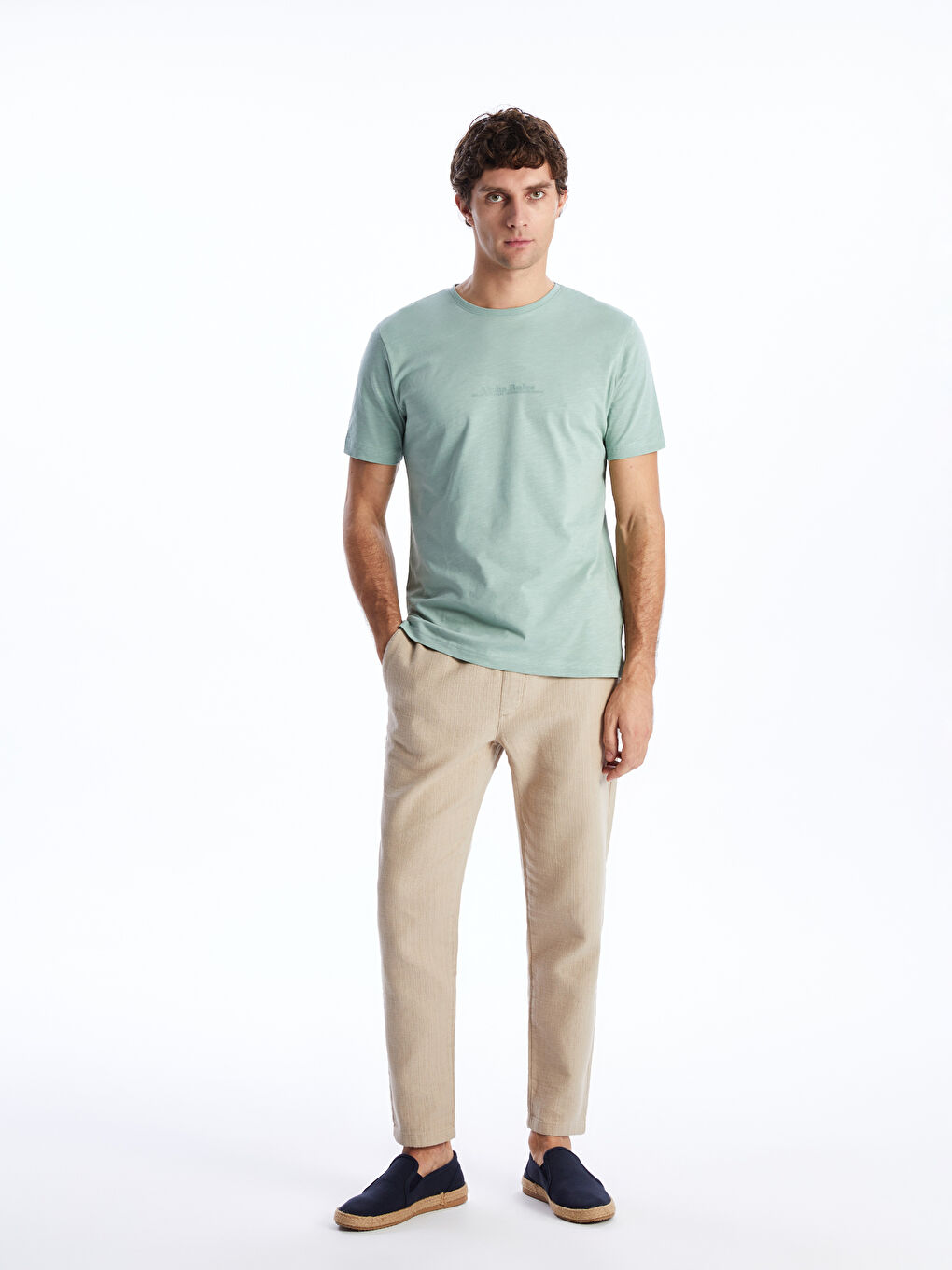 Haut de pyjama imprimé à manches courtes pour hommes col rond-3