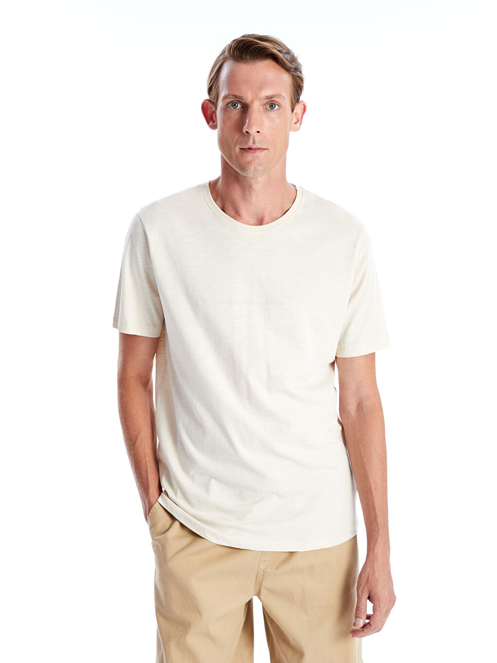 Crew Neck Short Sleeve Printed Men's Pajama Top -S49095Z8-KVB