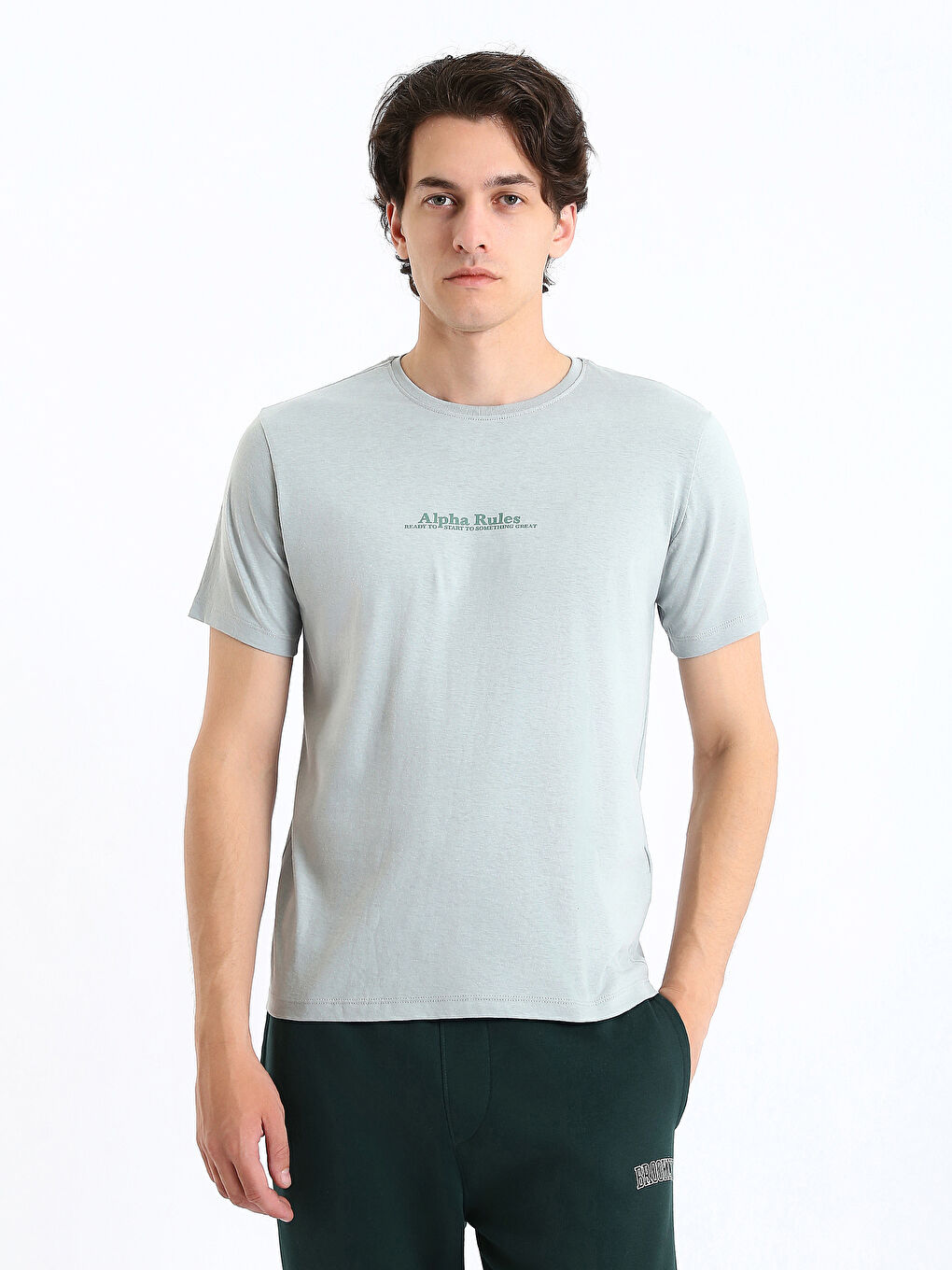 Haut de pyjama imprimé à manches courtes pour hommes col rond-1