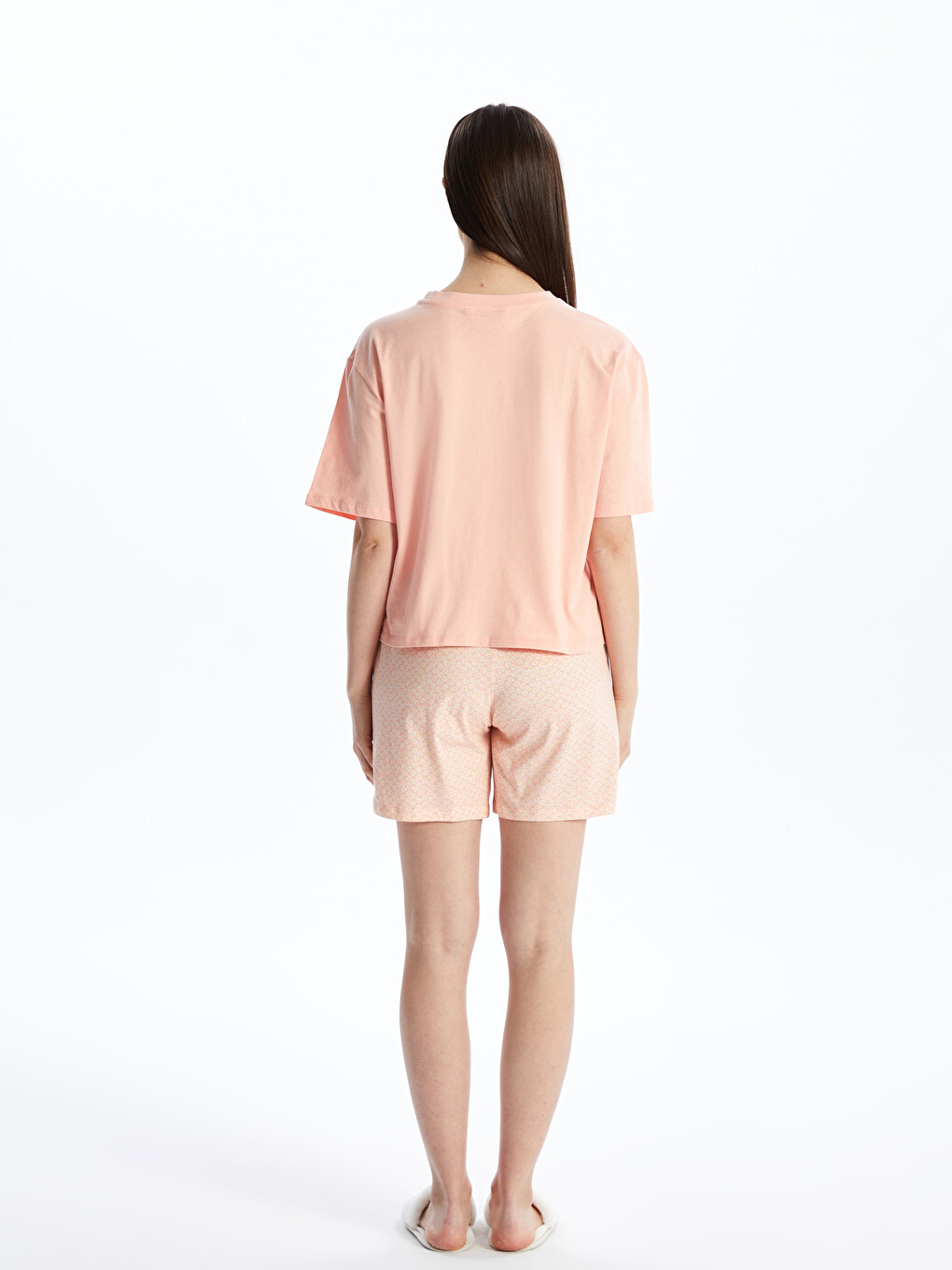 Crew Neck Printed Short Sleeve Women's Short Pyjamas Set-4