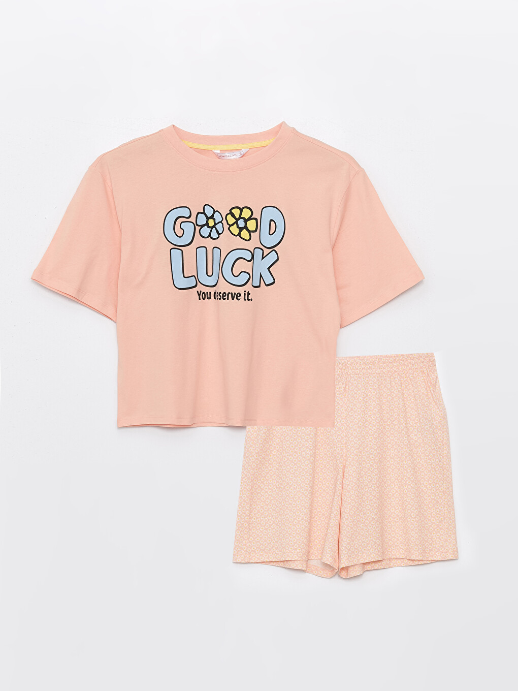 Crew Neck Printed Short Sleeve Women's Short Pyjamas Set-5