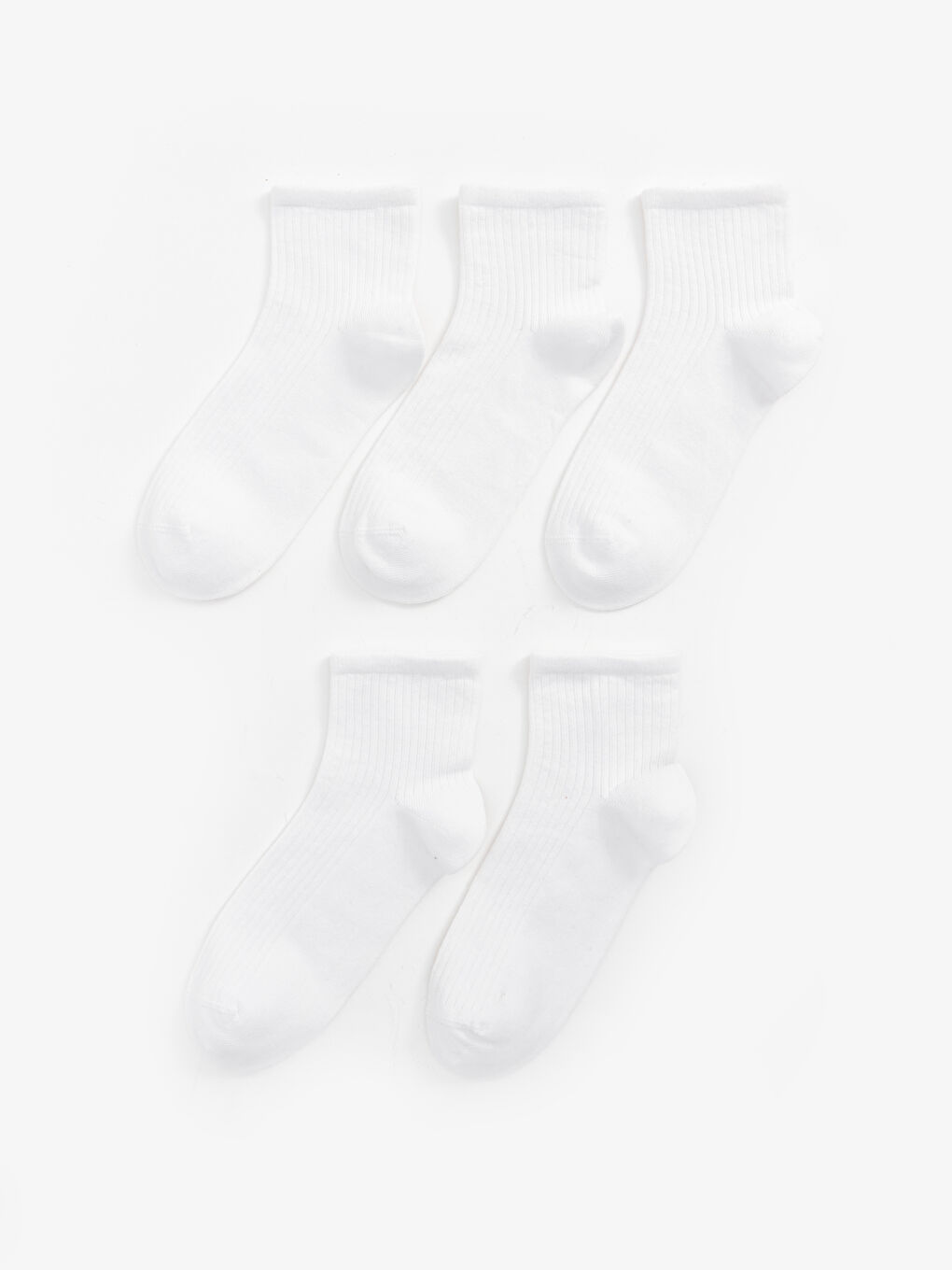 Beyaz Kadın Düz Soket Çorap 5'li