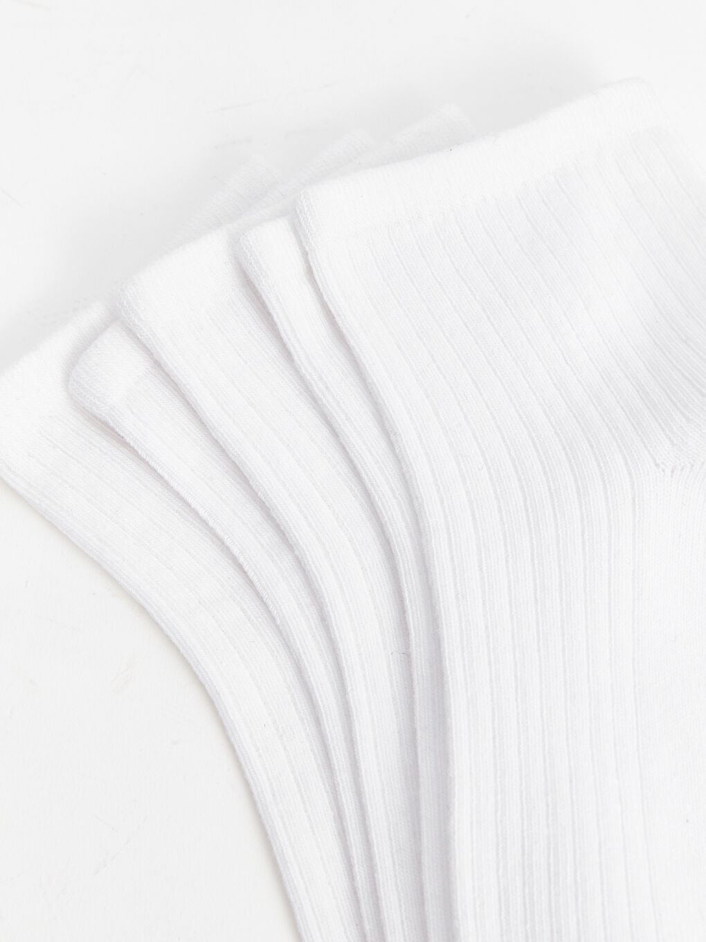 Beyaz Kadın Düz Soket Çorap 5'li-2