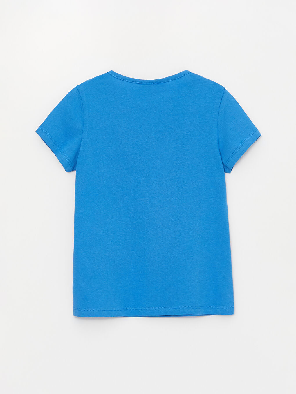 Mavi Bisiklet Yaka Baskılı Kısa Kollu Kız Çocuk Tişört-1