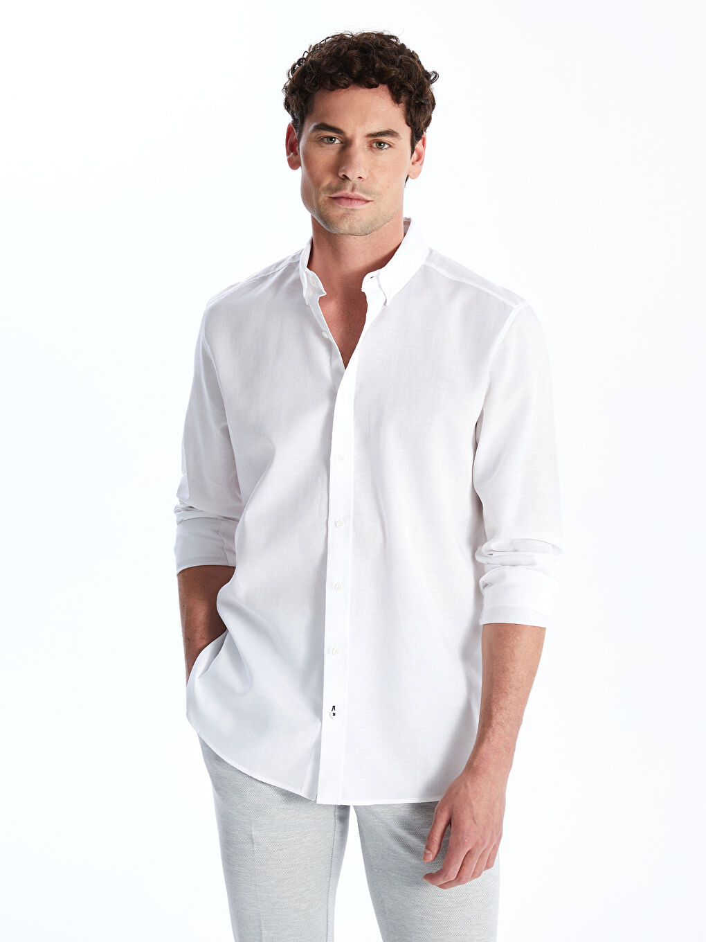 Regular Fit Long Sleeve Men's Shirt -S49279Z8-Q6K