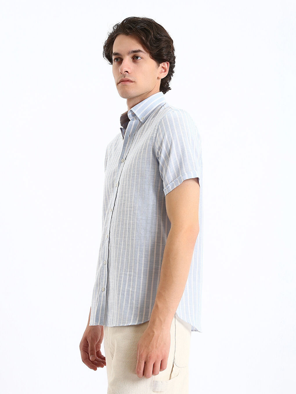 Regular Fit Short Sleeve Striped Men's Shirt-6