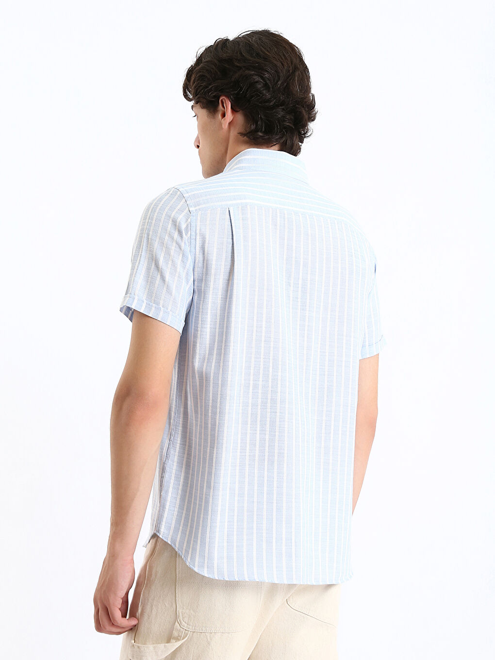 Regular Fit Short Sleeve Striped Men's Shirt-8