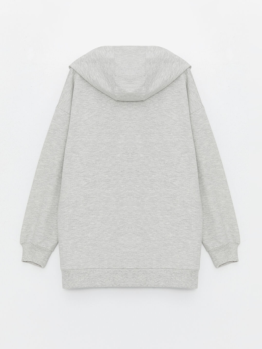 LCW Modest Grey Mel - Lacivert Kapüşonlu Düz Uzun Kollu Kadın Fermuarlı Sweatshirt - 6