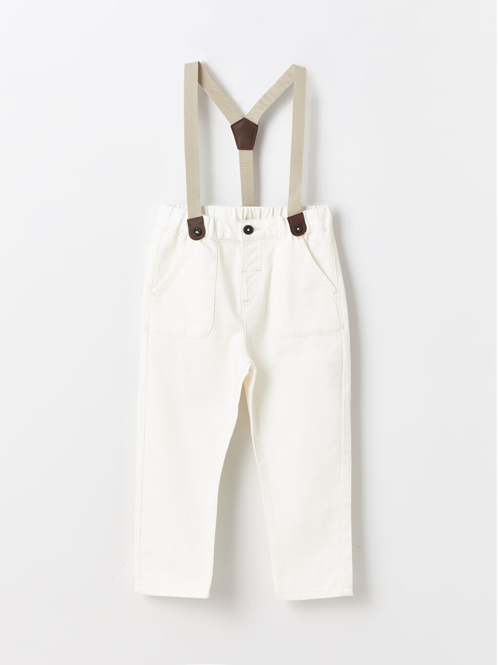Ekru Erkek Bebek Askılı Pantolon -2