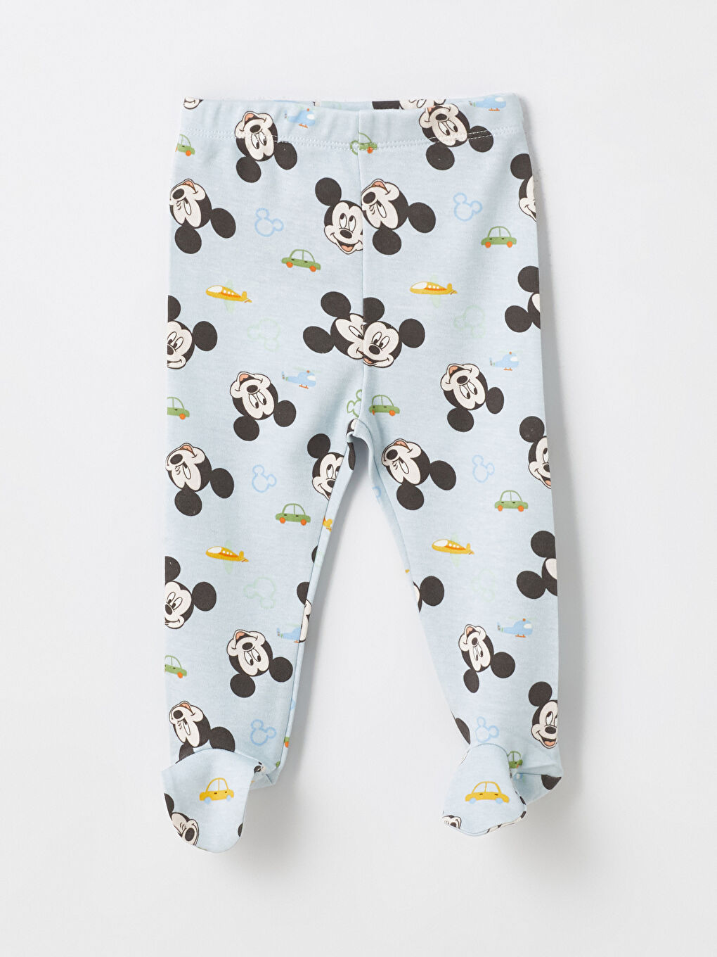 Mavi Beli Lastikli Çoraplı Mickey Mouse Baskılı Erkek Bebek Pijama Alt