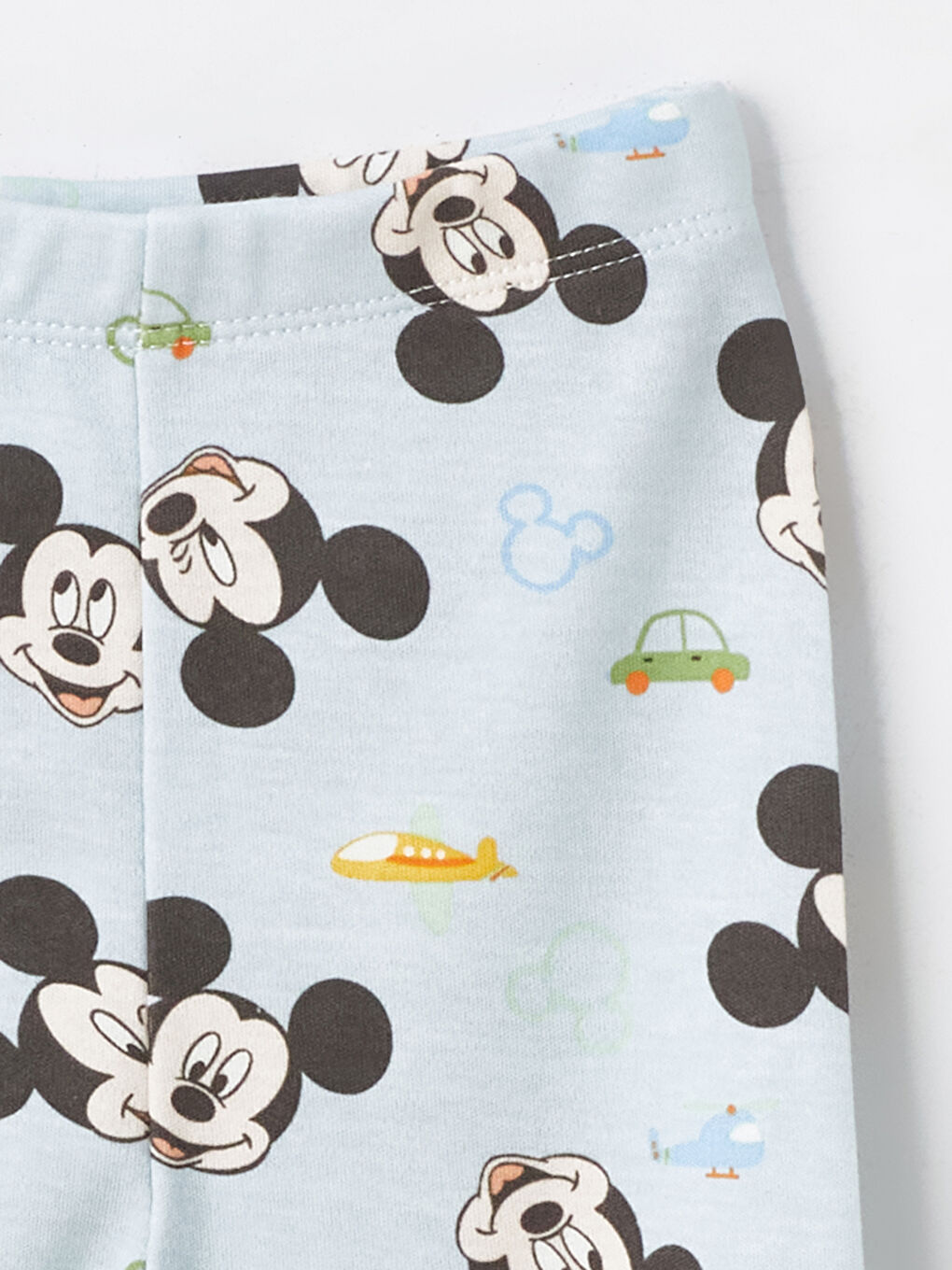 Mavi Beli Lastikli Çoraplı Mickey Mouse Baskılı Erkek Bebek Pijama Alt-1
