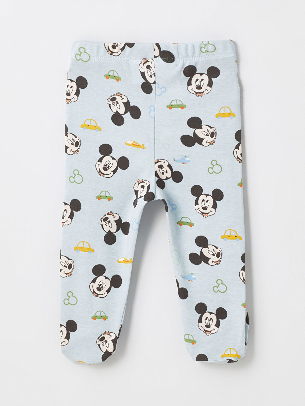 Mavi Beli Lastikli Çoraplı Mickey Mouse Baskılı Erkek Bebek Pijama Alt-2