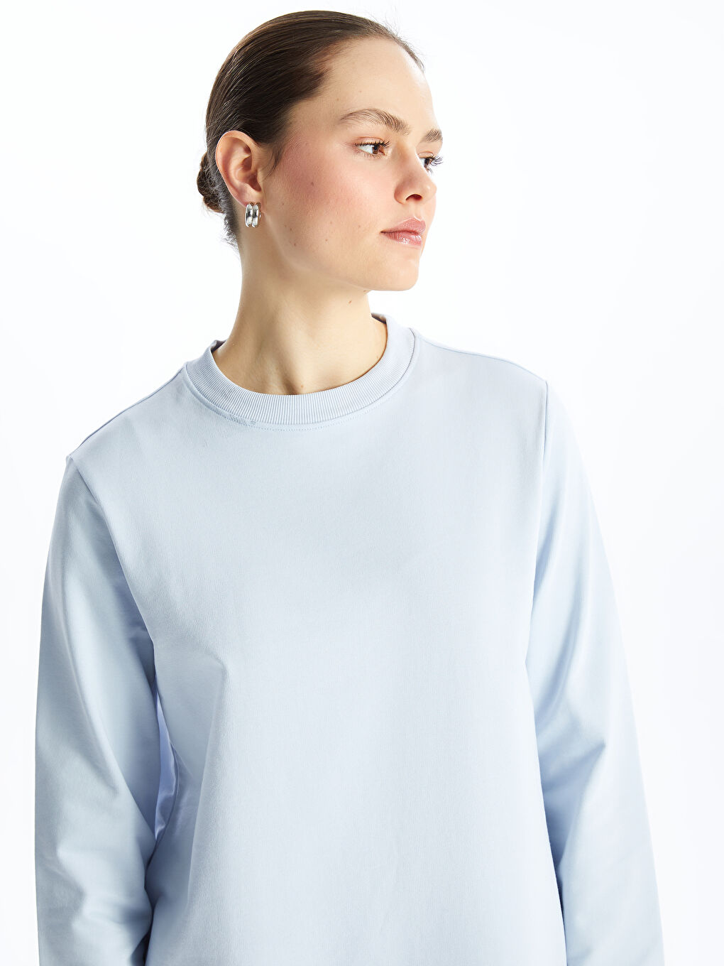 LCW Modest Lila Kadın Bisiklet Yaka Düz Sweatshirt Tunik - 1