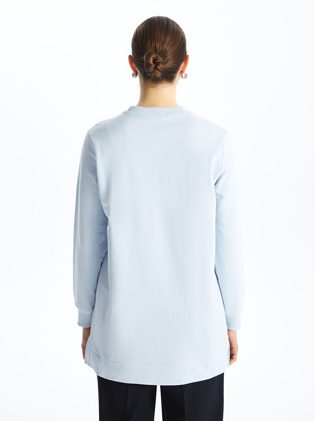LCW Modest Lila Kadın Bisiklet Yaka Düz Sweatshirt Tunik - 4
