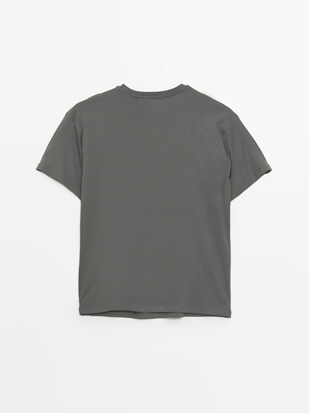 Gri Bisiklet Yaka Mickey ve Arkadaşları Baskılı Kısa Kollu Oversize Kadın Tişört-6